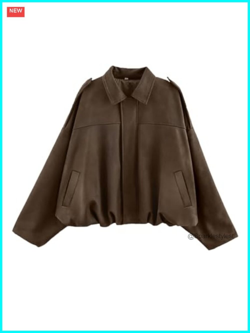 Faux Suede Bomber Jacket Womens Oversized Cropped Streetwear Coat